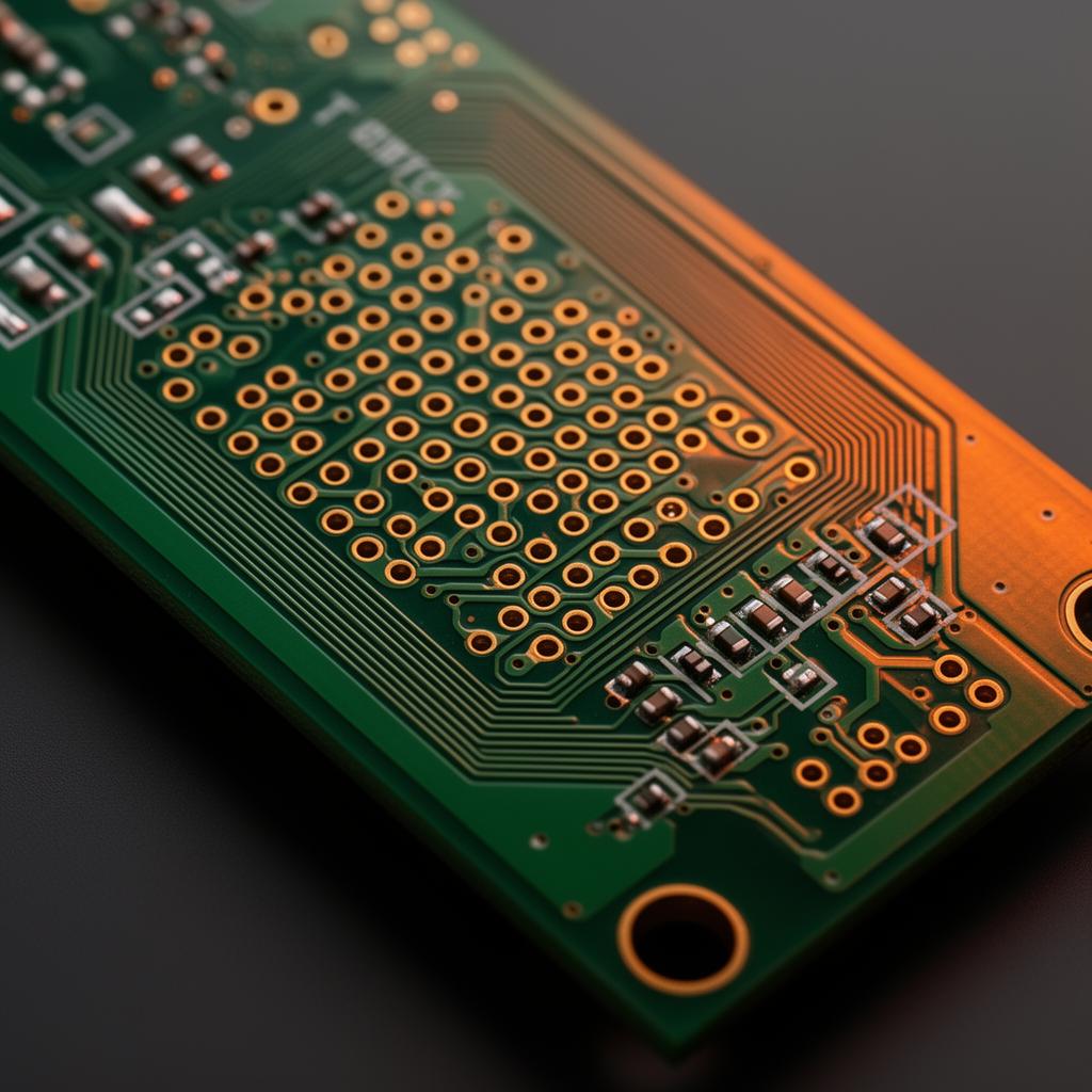 Green multilayer PCB with gold-plated through-holes